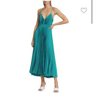 A.L.C. Teal Pleated Midi Dress